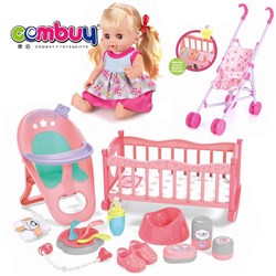 KB133261-KB133265 KB133269 - Children Indoor Interactive Pretend Play Trolley Bed Chair Set 14 Inch Vinyl Doll Toys